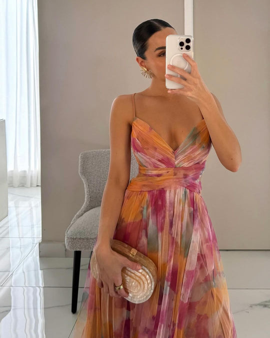 Xenia | Fließendes Maxikleid mit zartem Blumenmuster