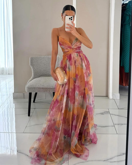 Xenia | Fließendes Maxikleid mit zartem Blumenmuster