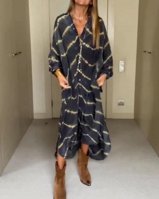 Chiara | Boho-Maxikleid mit V-Ausschnitt und fließendem Schnitt
