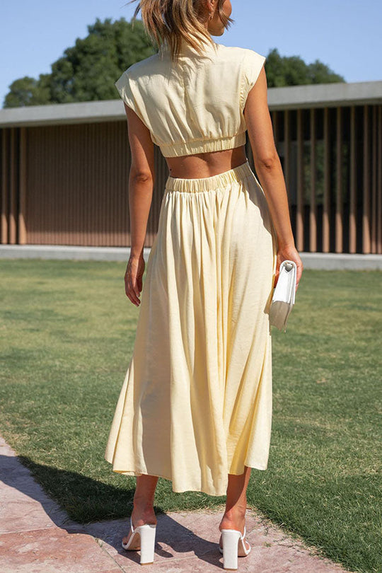 Quincy | Modernes Sommerkleid mit Cut-Out und Taschen