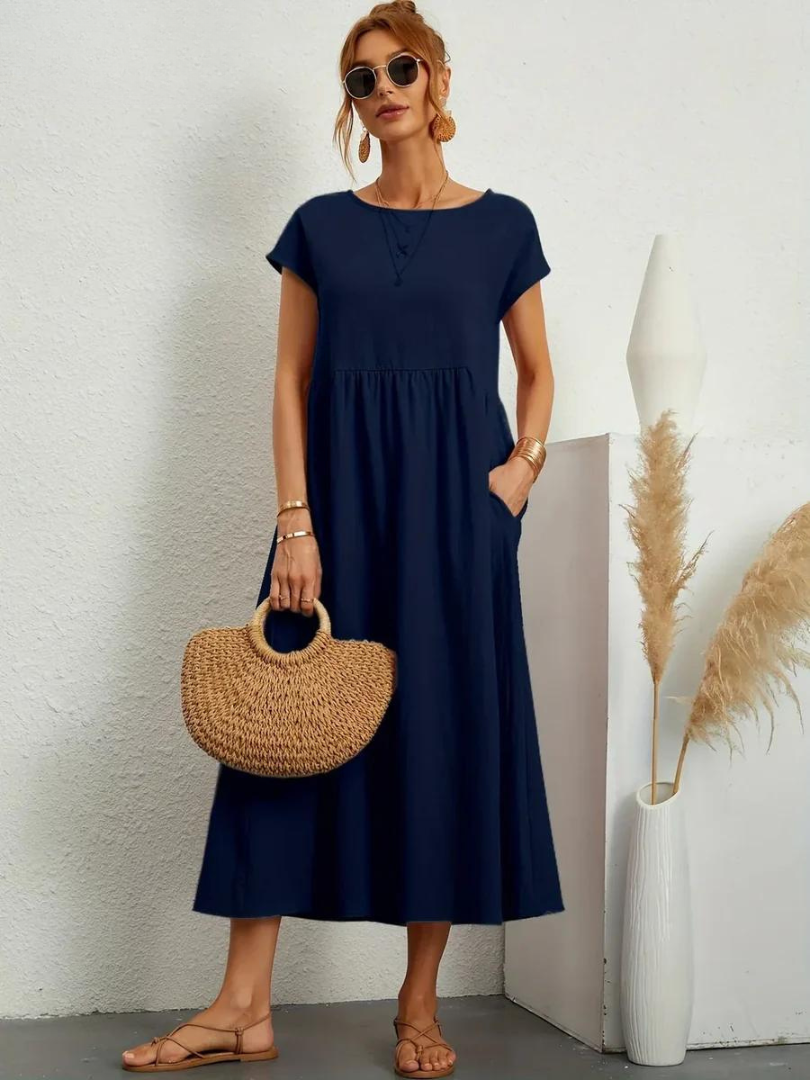 Kirsten | Sommerkleid aus Baumwoll-Leinen-Mix mit entspannter Passform