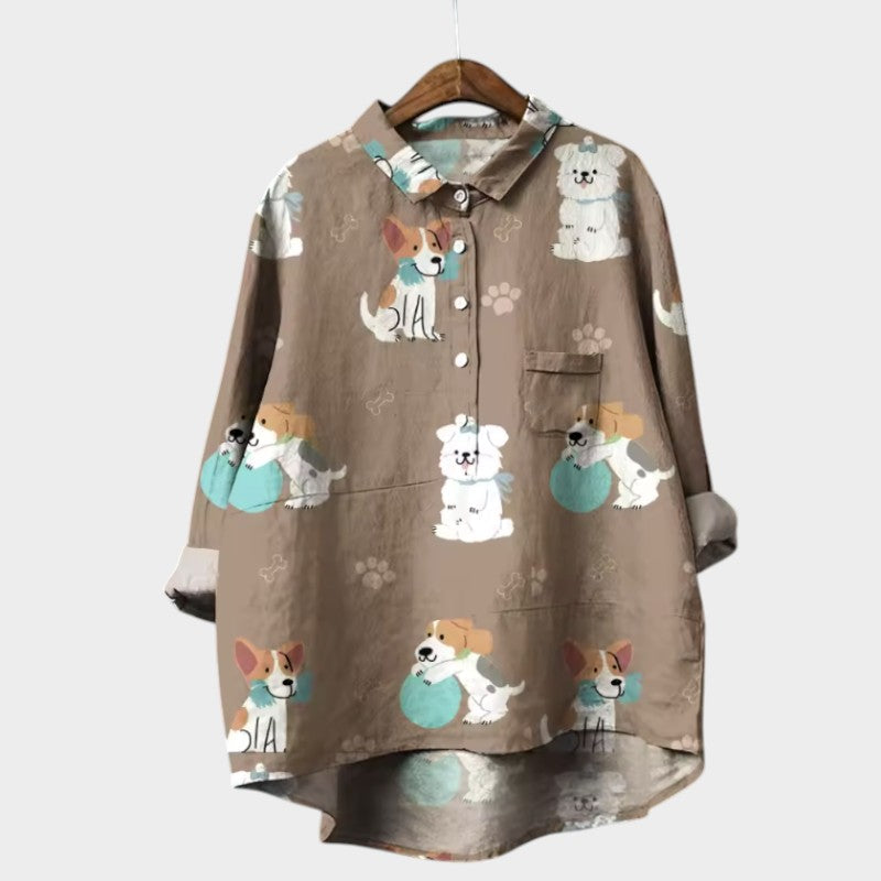 Evi | Verspielte Bluse mit Hunde-Print