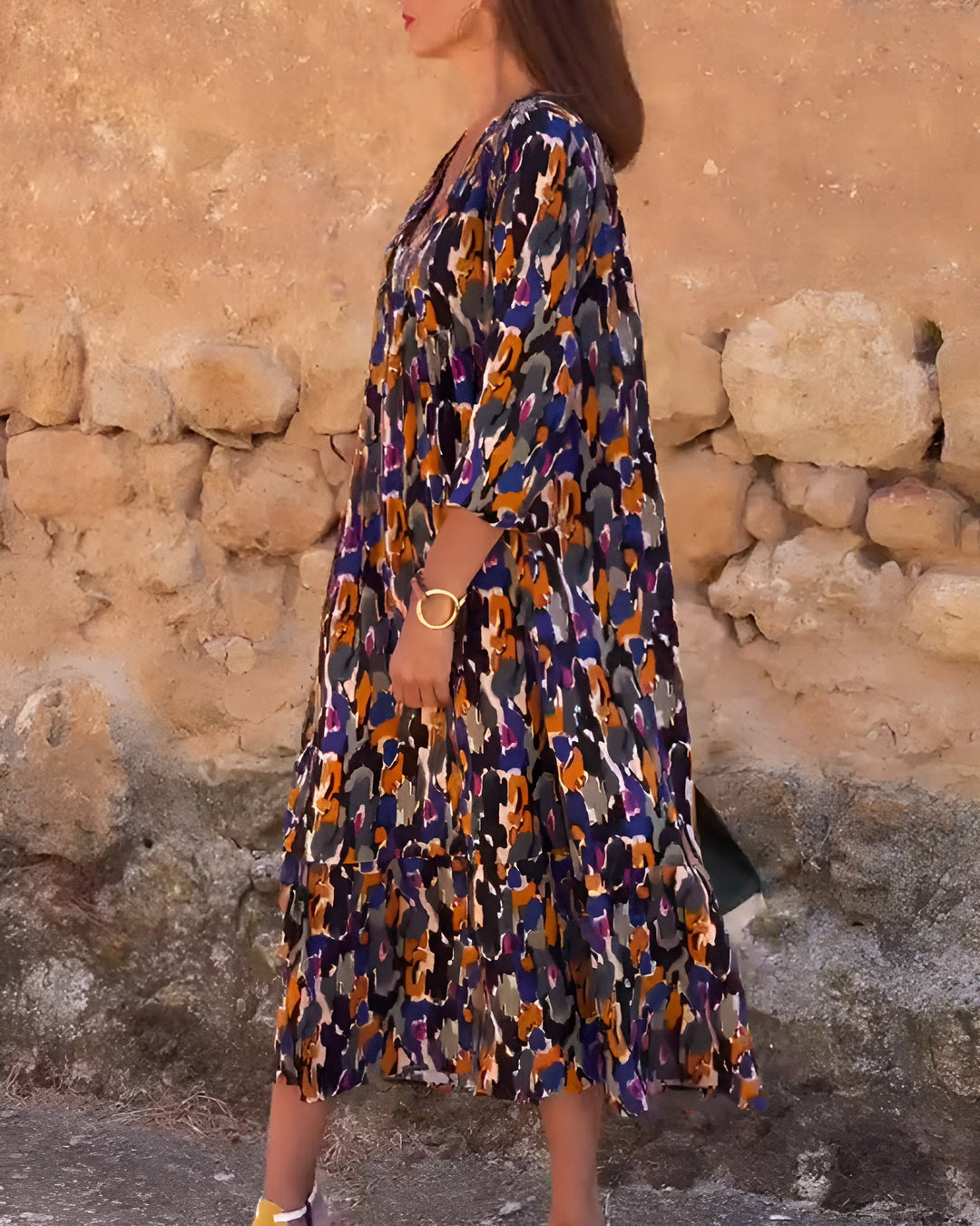Marion | Fließendes Kleid mit künstlerischem Print