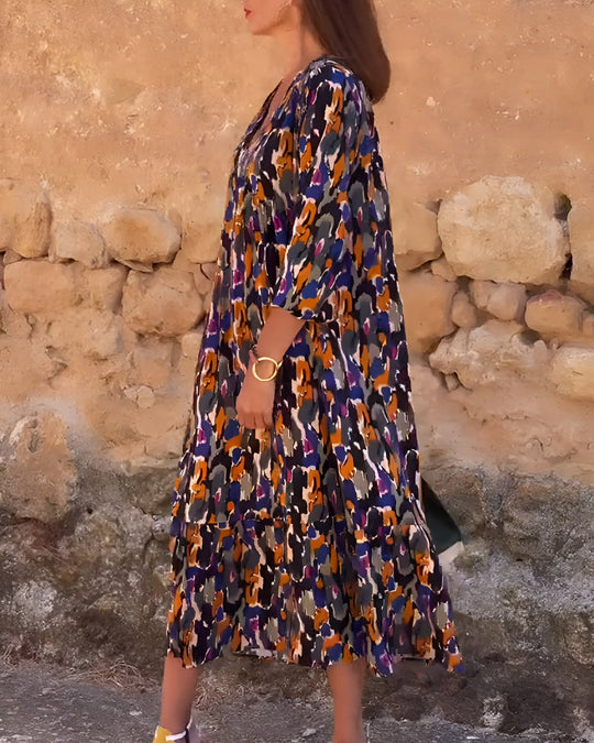 Marion | Fließendes Kleid mit künstlerischem Print