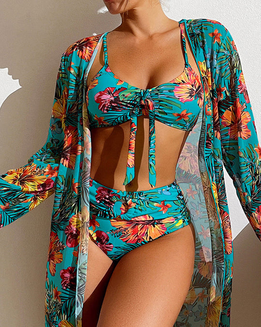 Hildegard | Zweiteilige Bikini-Set mit romantischem Blumenmuster