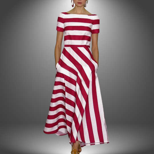 Nicole | Fließendes gestreiftes Kleid im kunsthandwerklichen Stil