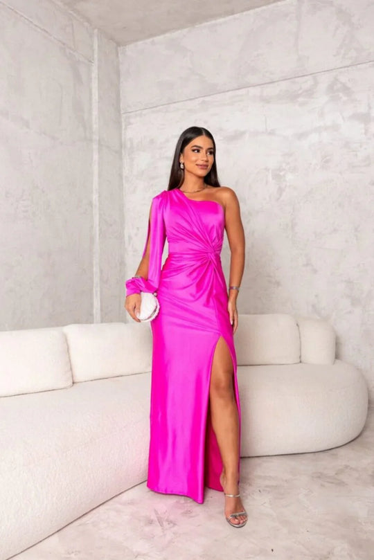 Gundula | Elegantes One-Shoulder-Kleid mit modernem Schlitz