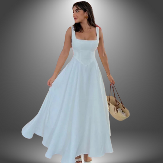 Elena | Langes Damenkleid mit klarem Schnitt