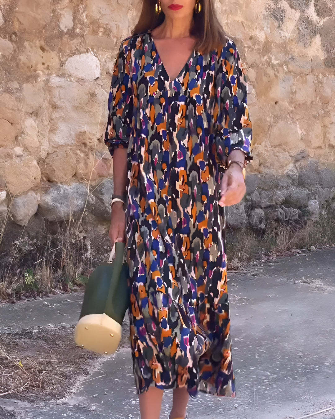 Marion | Fließendes Kleid mit künstlerischem Print