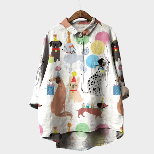 Evi | Verspielte Bluse mit Hunde-Print