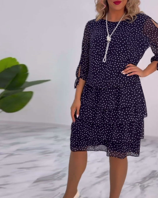 Carla | Festliches Stufenkleid mit Punktemuster