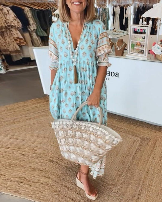 Hiley | Lässiges Kleid mit Print und halblangen Ärmeln