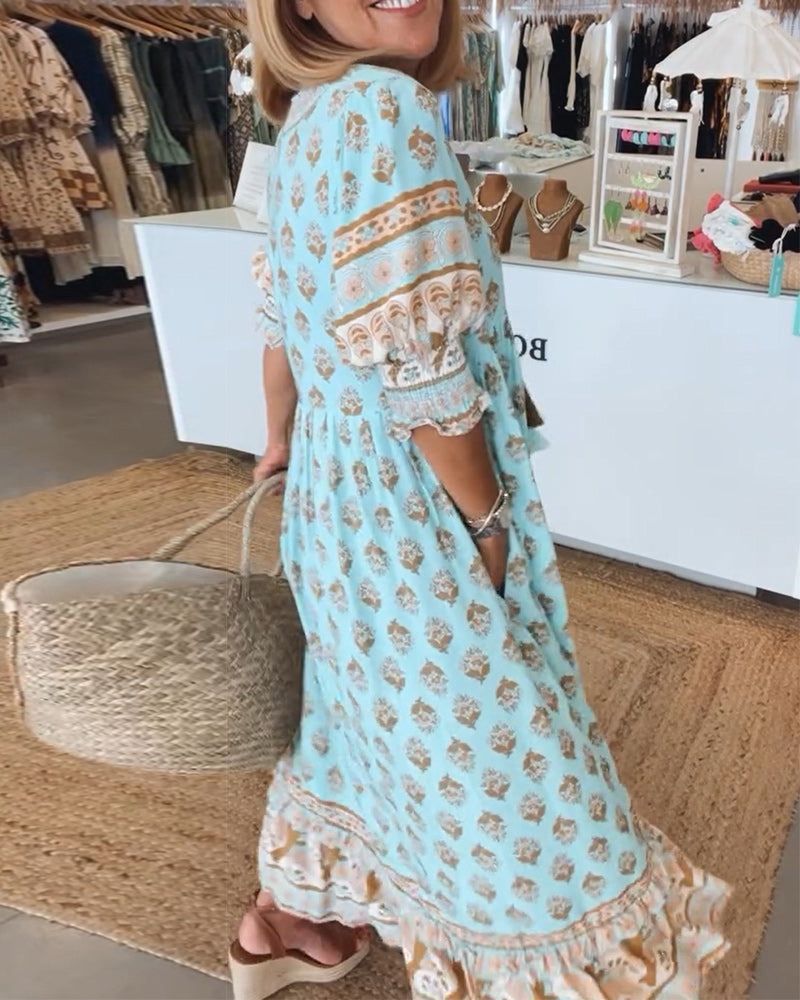 Hiley | Lässiges Kleid mit Print und halblangen Ärmeln