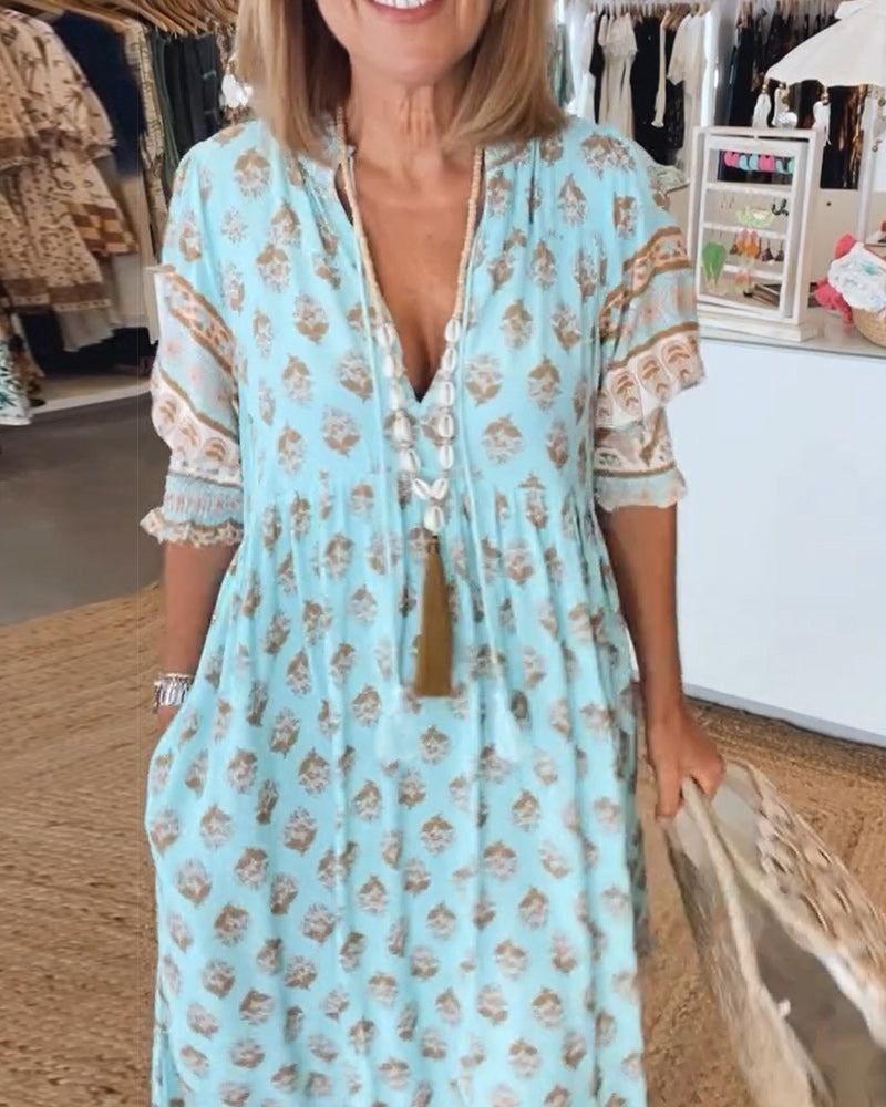 Hiley | Lässiges Kleid mit Print und halblangen Ärmeln