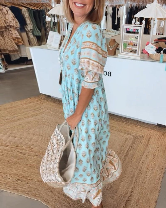 Hiley | Lässiges Kleid mit Print und halblangen Ärmeln
