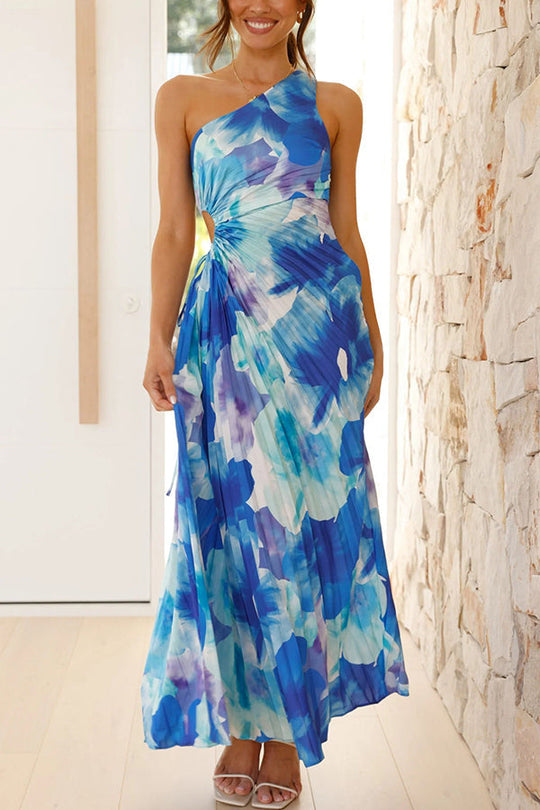 Isabel | Ein-Schulter Maxikleid mit floralem Print