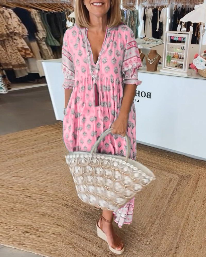 Hiley | Lässiges Kleid mit Print und halblangen Ärmeln