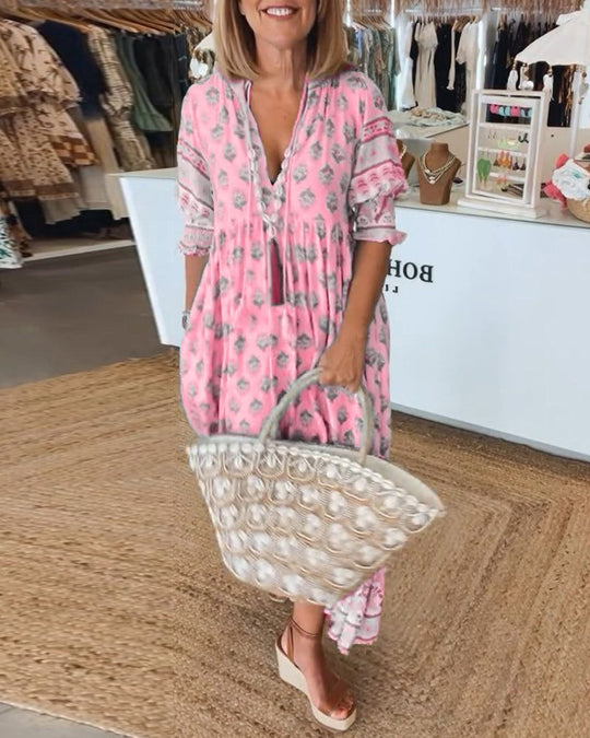 Hiley | Lässiges Kleid mit Print und halblangen Ärmeln
