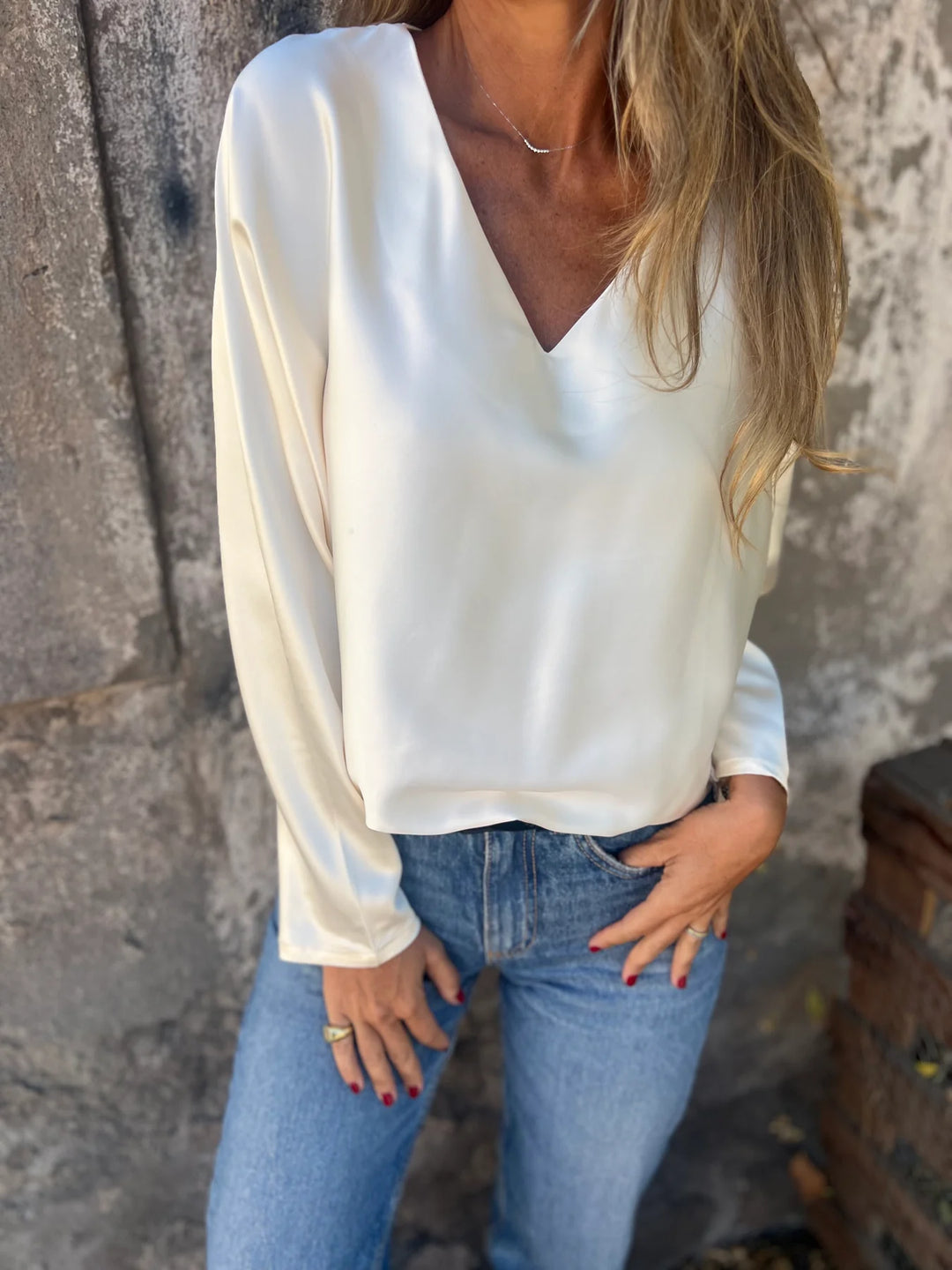 Gerda | Satinbluse mit elastischem Bund
