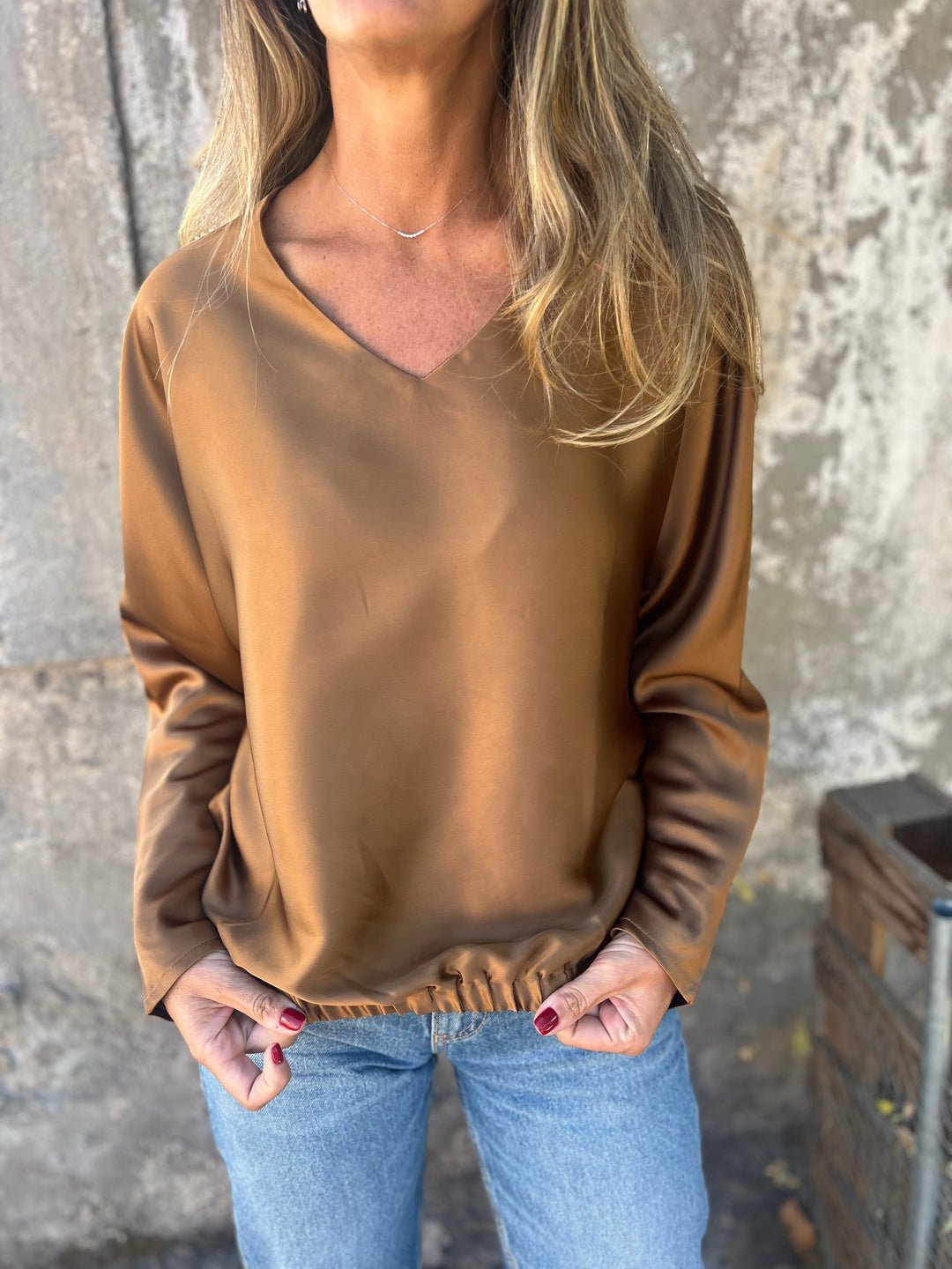 Gerda | Satinbluse mit elastischem Bund