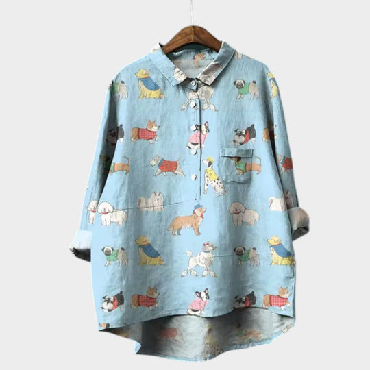 Evi | Verspielte Bluse mit Hunde-Print