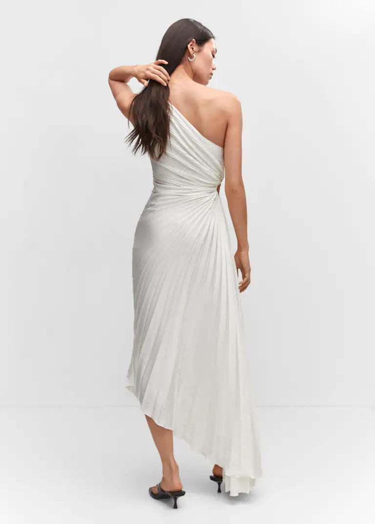 Lore | Elegantes One-Shoulder Midikleid mit fließenden Falten