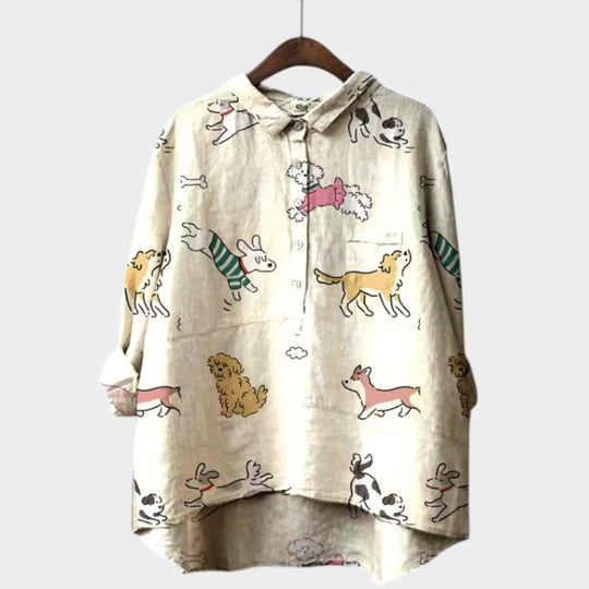 Evi | Verspielte Bluse mit Hunde-Print