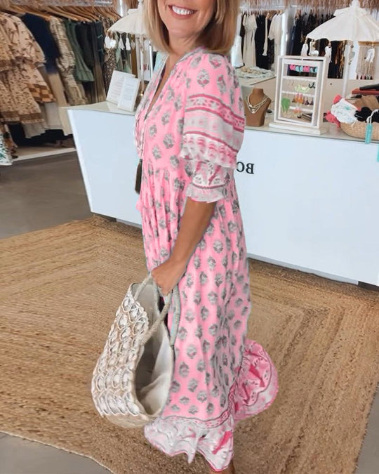 Hiley | Lässiges Kleid mit Print und halblangen Ärmeln