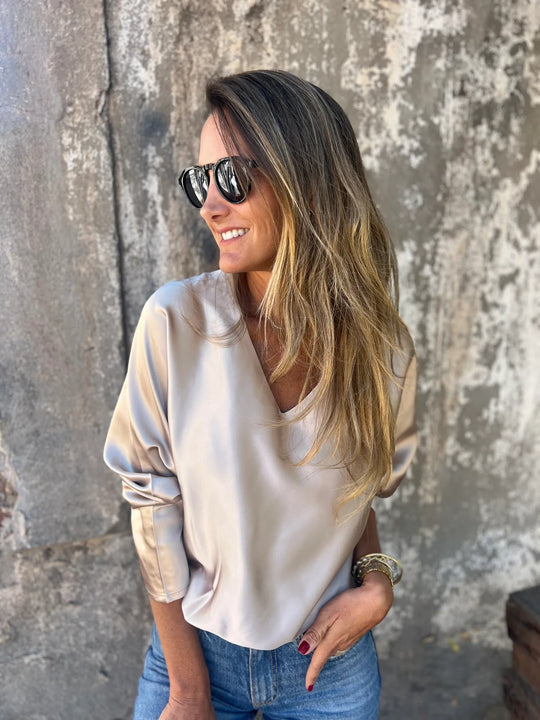 Gerda | Satinbluse mit elastischem Bund