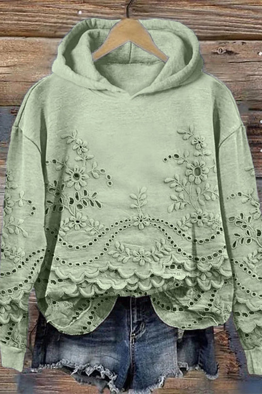 Amalia | Kapuzenpullover mit floraler Spitze