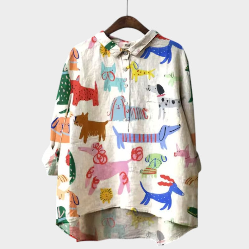 Evi | Verspielte Bluse mit Hunde-Print
