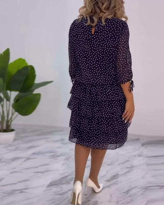 Carla | Festliches Stufenkleid mit Punktemuster
