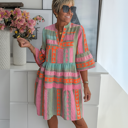 Johanne | Luftiges Sommerkleid mit farbenfrohem Boho-Muster