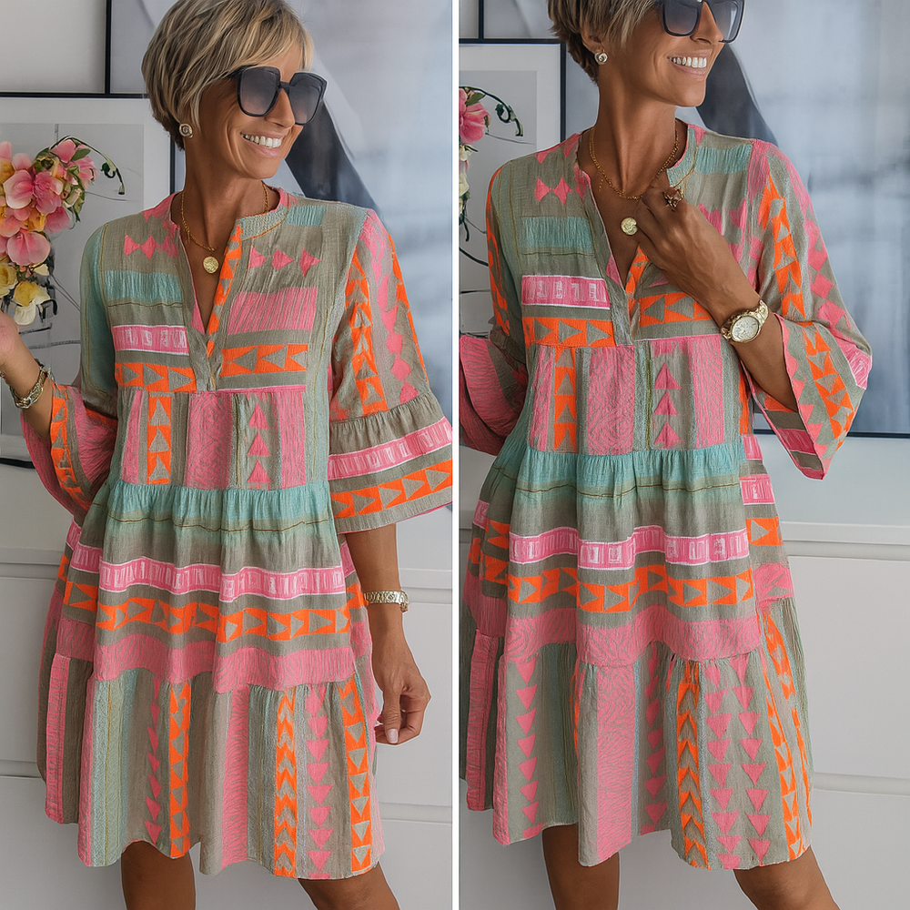 Johanne | Luftiges Sommerkleid mit farbenfrohem Boho-Muster