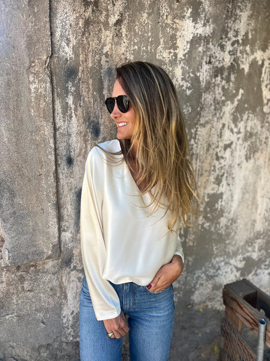 Gerda | Satinbluse mit elastischem Bund