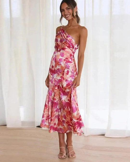 Sienna | Asymmetrisches Maxikleid mit floralem Muster für einen eleganten Look