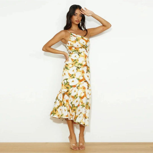 Sienna | Asymmetrisches Maxikleid mit floralem Muster für einen eleganten Look