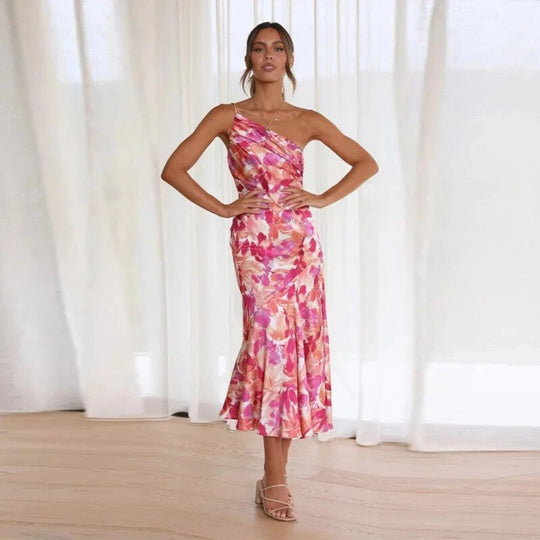 Sienna | Asymmetrisches Maxikleid mit floralem Muster für einen eleganten Look