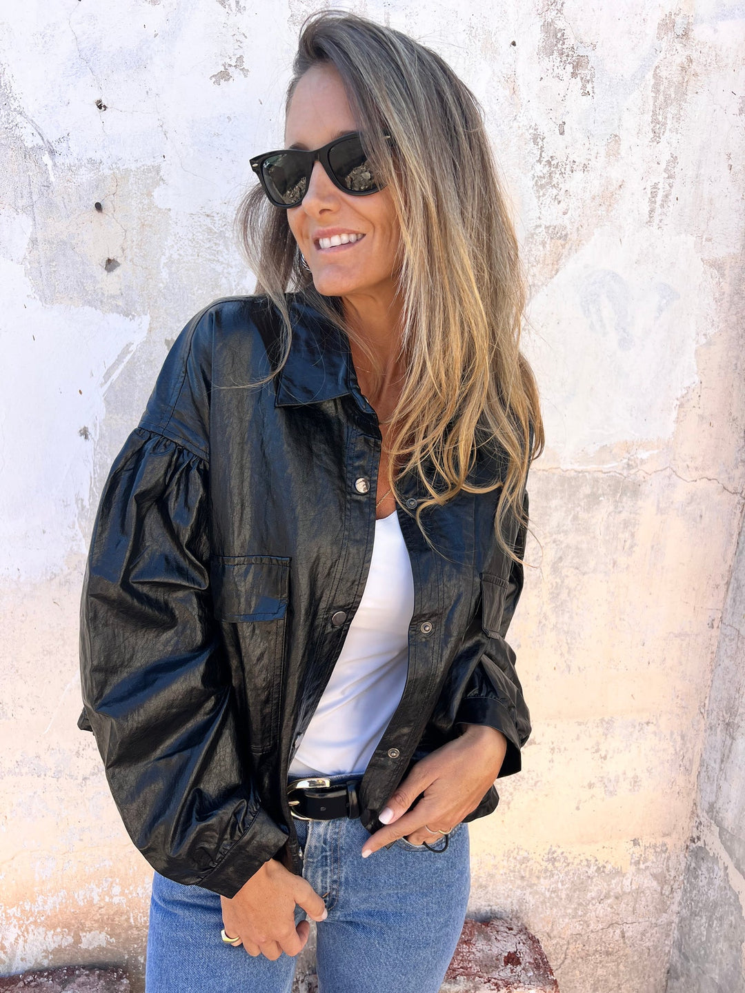Paula | Eco-Lederjacke mit strukturierter Optik