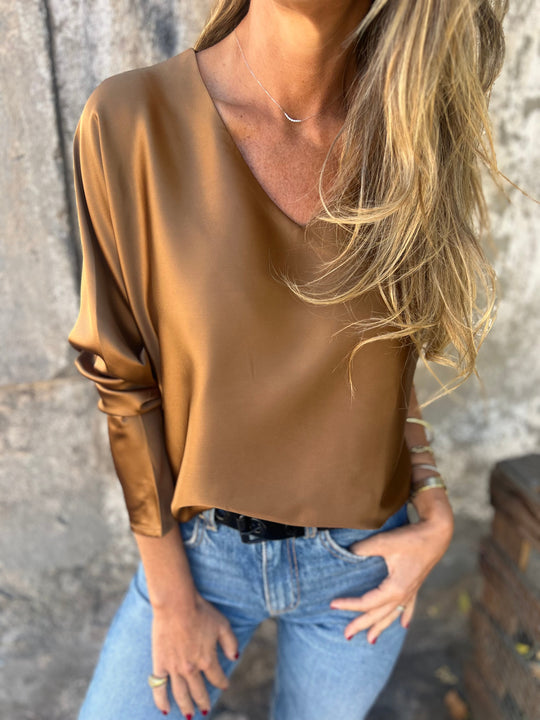 Gerda | Satinbluse mit elastischem Bund