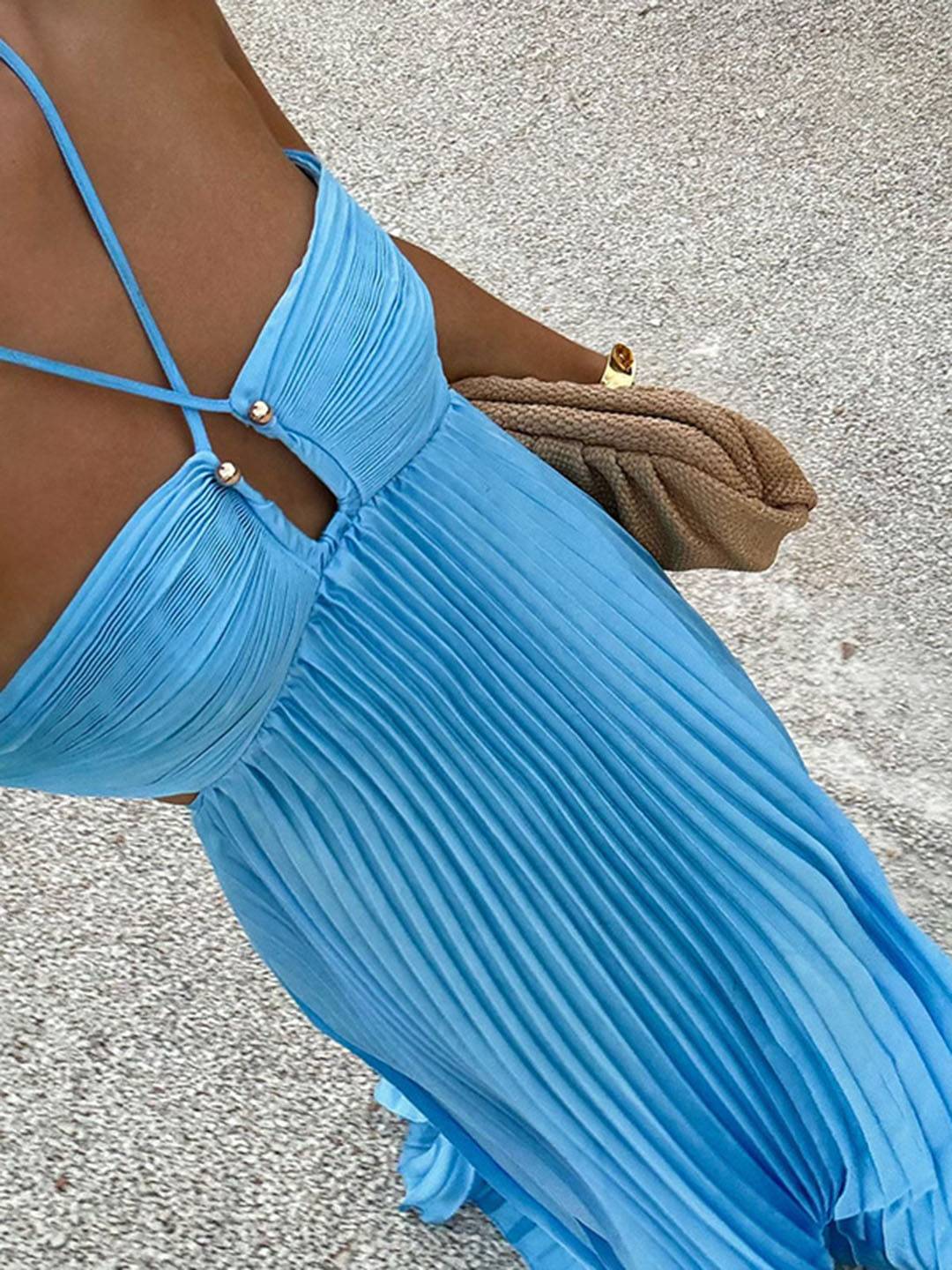 Liane | Ärmelloses Plissee-Kleid mit elegantem Rückendetail