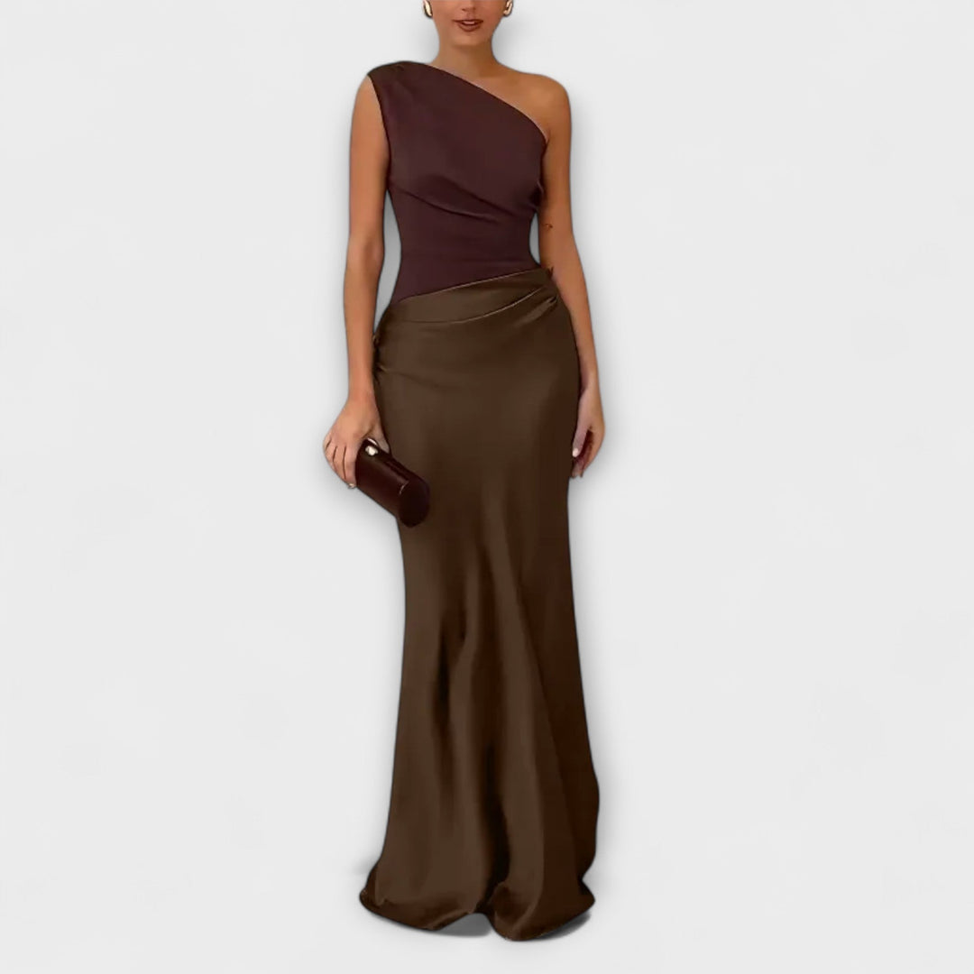 Britta | Elegantes One-Shoulder-Faltenkleid für besondere Anlässe