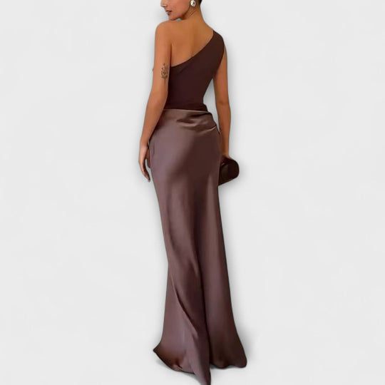 Britta | Elegantes One-Shoulder-Faltenkleid für besondere Anlässe