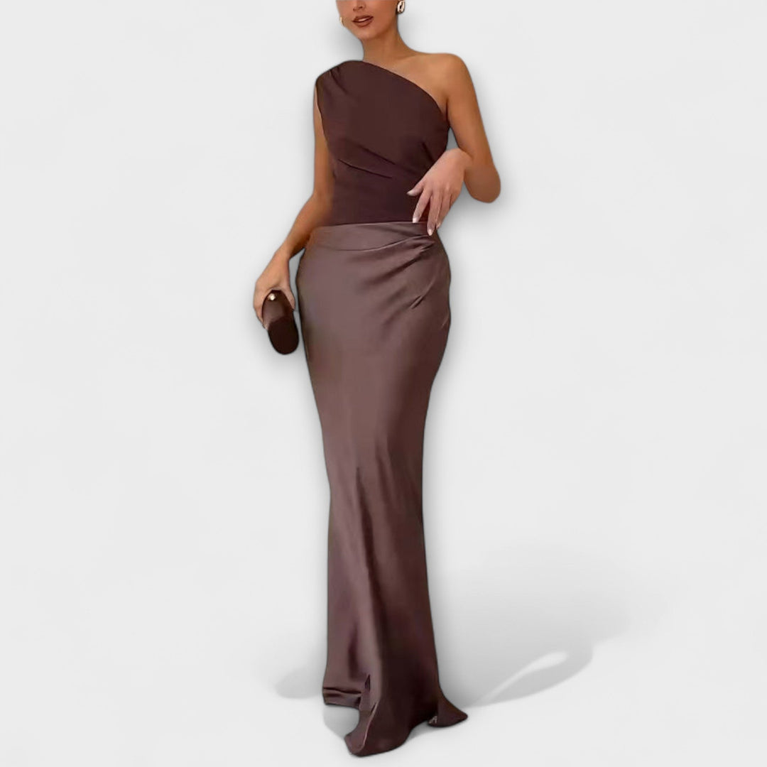 Britta | Elegantes One-Shoulder-Faltenkleid für besondere Anlässe