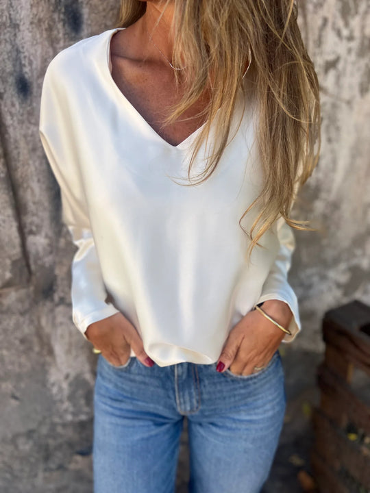 Gerda | Satinbluse mit elastischem Bund