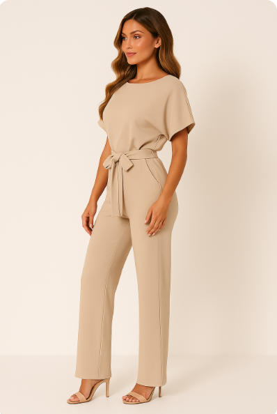 Elva | Krawatten-Gürtel-Overall für elegante Alltagsmomente