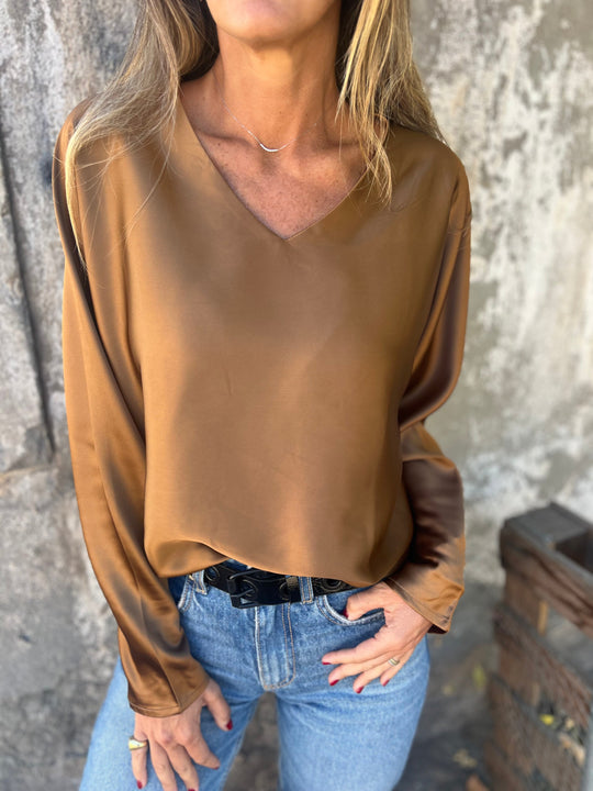Gerda | Satinbluse mit elastischem Bund