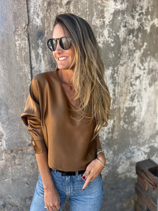 Gerda | Satinbluse mit elastischem Bund