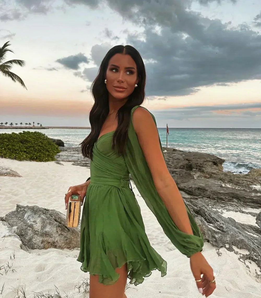 Layla | Feminines Kleid mit Ballonärmeln und Rüschenrock