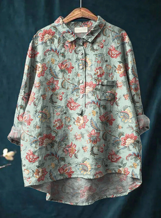 Elise | Klassisches Blumenshirt im Chemisier-Stil